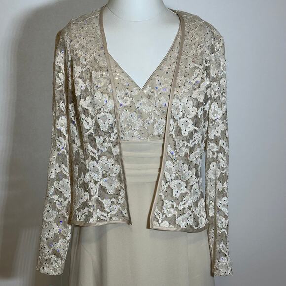 NWD R&M Collection Beige 2PC Special Occasion Evening Gown Formal Womens Size 8 - Picture 2 of 16